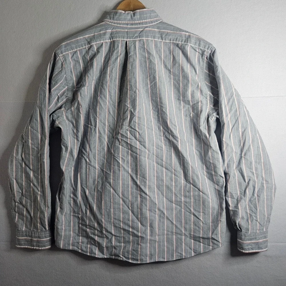 Brooks Brothers Mens Large Blue Striped Oxford Cotton Button Down Shirt